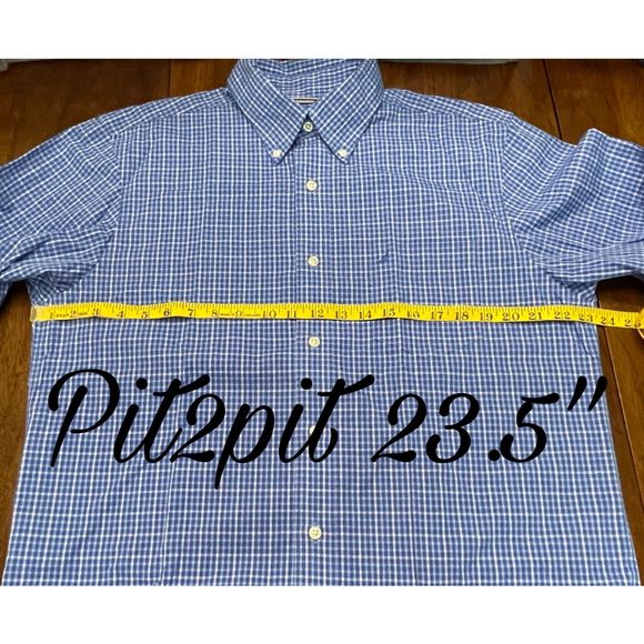 Nautica Men’s Blue Checkered Dress Shirt (Size L) - Picture 6 of 8